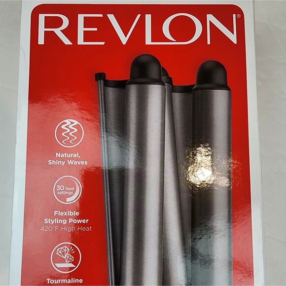 Revlon 3 Barrel Jumbo Hair Waver Long Lasting Beach Curls Ceramic Tourmaline New - Picture 2 of 7